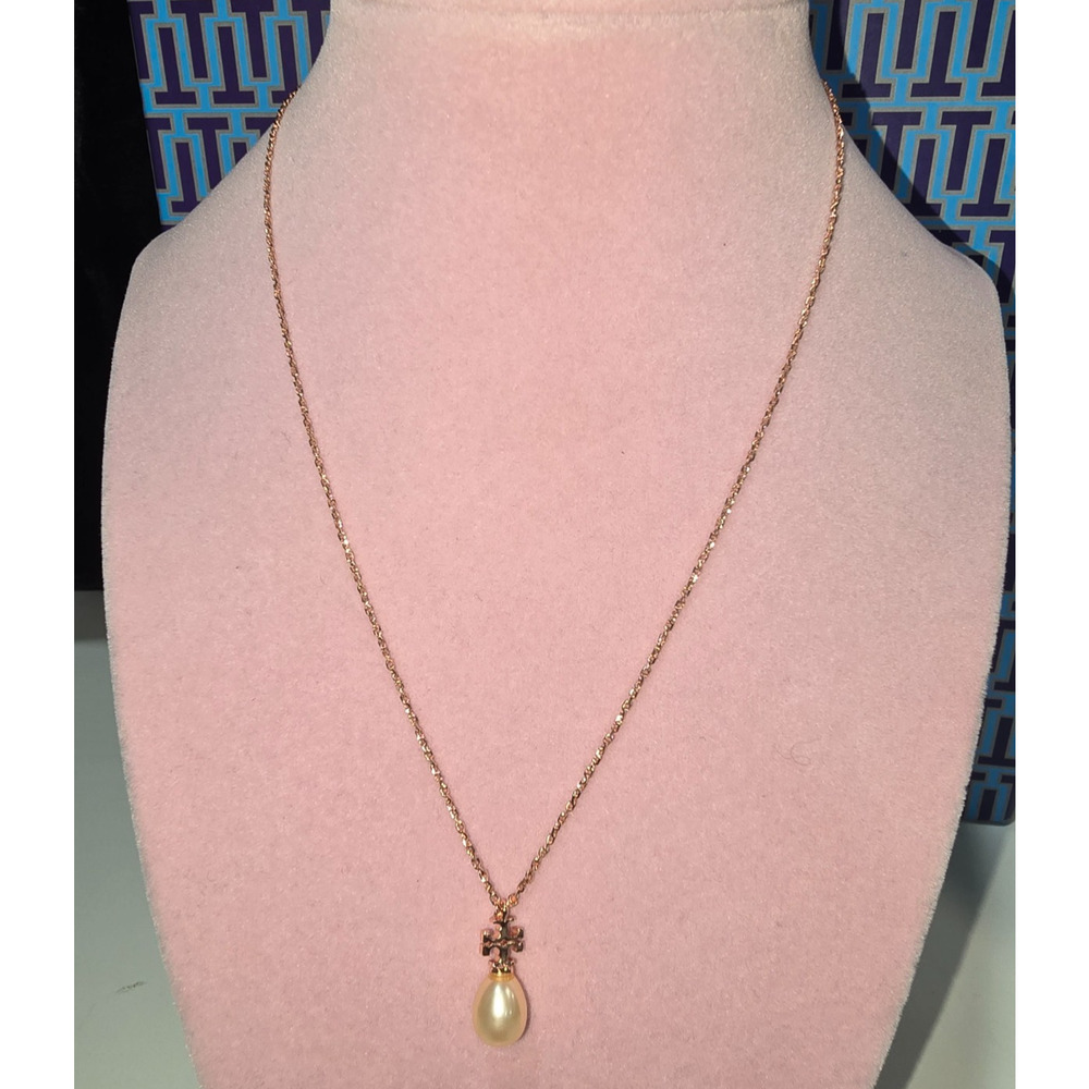 Tory Burch Kira Pearl Pendant Rose Gold Necklace - NWOT - 16.5"